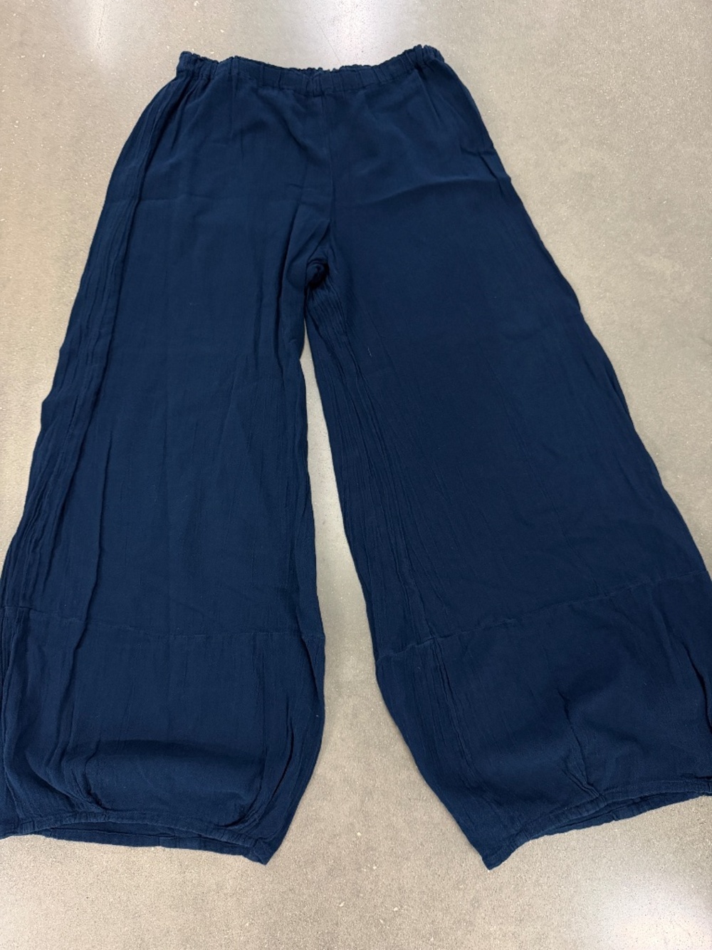 Oh My Gauze! 100% cotton pull on pants size 1 blue lagenlook wide leg crepe
